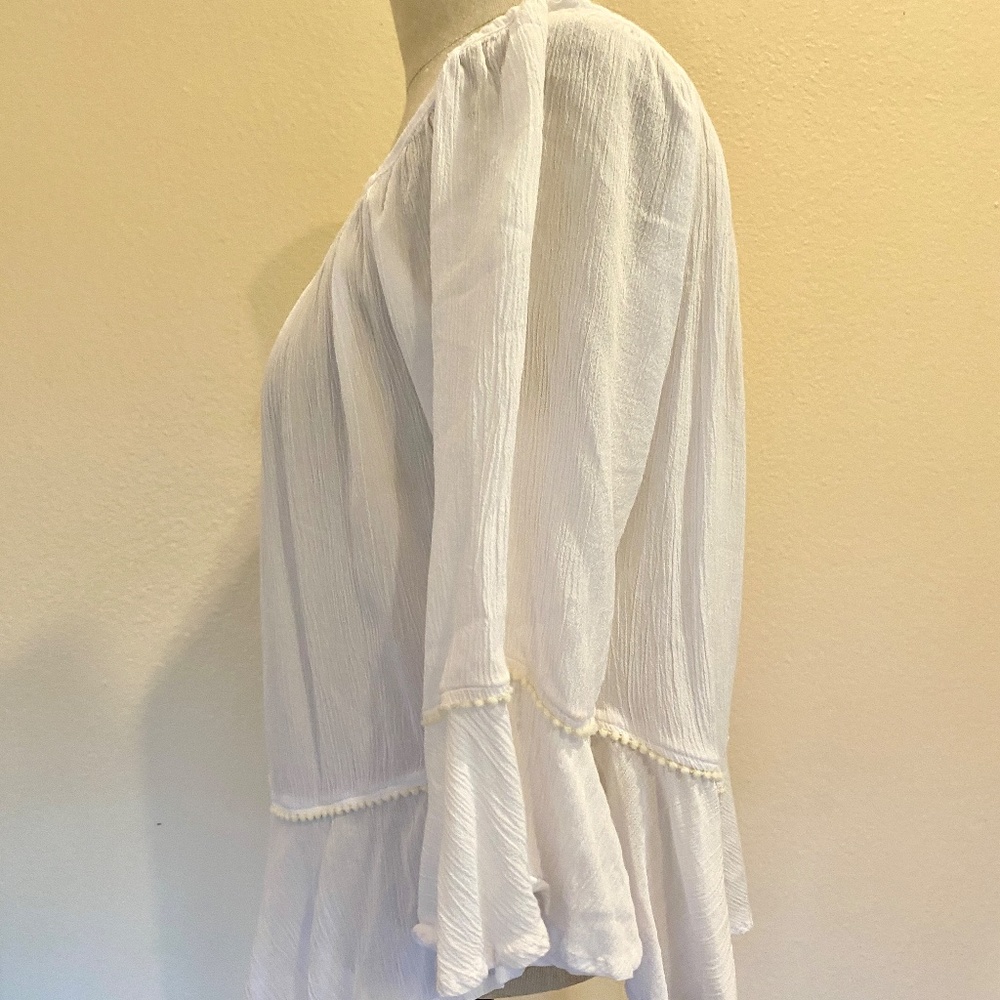 Semi-Sheer Oversized Off-Shoulder Blouse